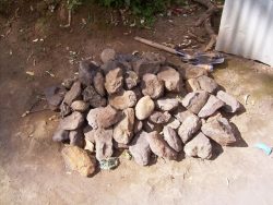 改良カマド用に集めてきた石